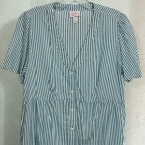 Isabel Maternity by Ingrid & Isabel Blue Striped Button-Down Blouse – Size M